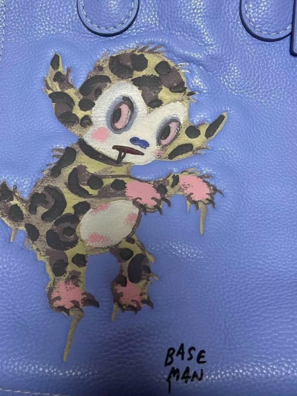 Coach Bag Blue Leather Tote with Painted Creature Motif - Picture 8 of 12